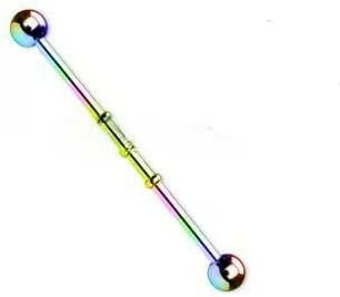 Surgical Steel Triple Notched Titanium IP Industrial Barbell Industrial Barbell Impulse Piercings Rainbow