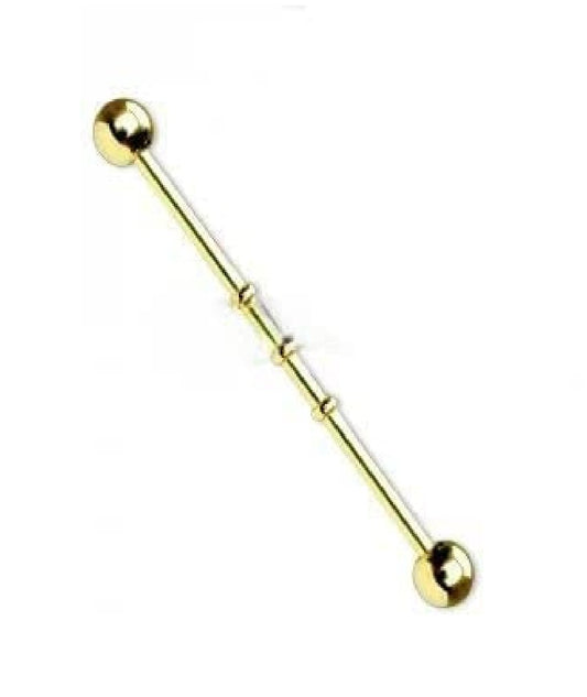 Surgical Steel Triple Notched Titanium IP Industrial Barbell Industrial Barbell Impulse Piercings Gold