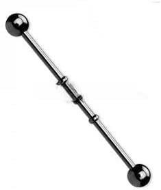 Surgical Steel Triple Notched Titanium IP Industrial Barbell Industrial Barbell Impulse Piercings Black