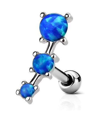 Surgical Steel Triple Opal Tragus Cartilage Barbell Cartilage Earring Impulse Piercings Blue