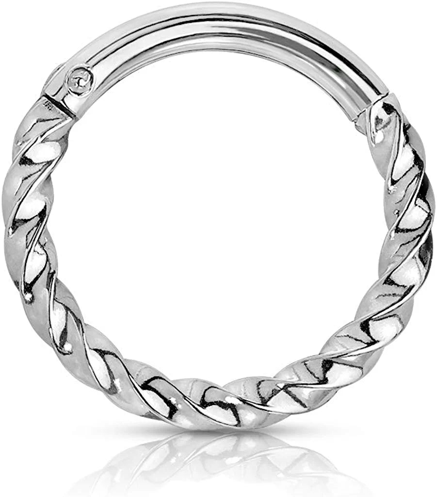 Surgical Steel Twisted Hinged Segment Hoop Ring Nose Ring, cartilage ring Impulse Piercings Steel