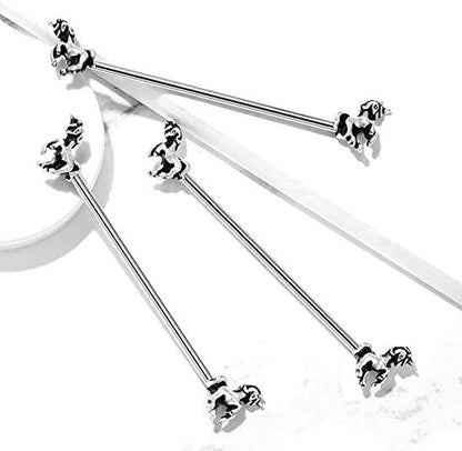 Surgical Steel Unicorn on Both Sides Industrial Barbell Industrial Barbell Impulse Piercings