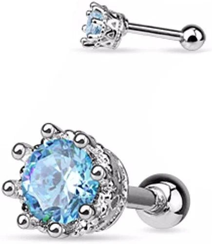 Surgical Steel Vintage Style 8 CZ Cartilage Tragus Barbell Studs Cartilage Earring Impulse Piercings Aqua