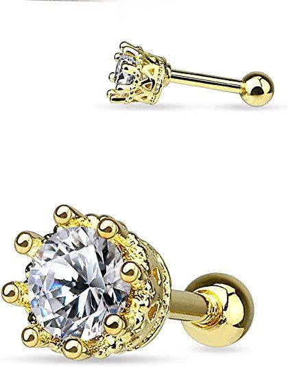 Surgical Steel Vintage Style 8 CZ Cartilage Tragus Barbell Studs Cartilage Earring Impulse Piercings Gold