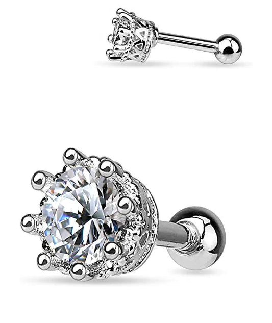 Surgical Steel Vintage Style 8 CZ Cartilage Tragus Barbell Studs Cartilage Earring Impulse Piercings Clear