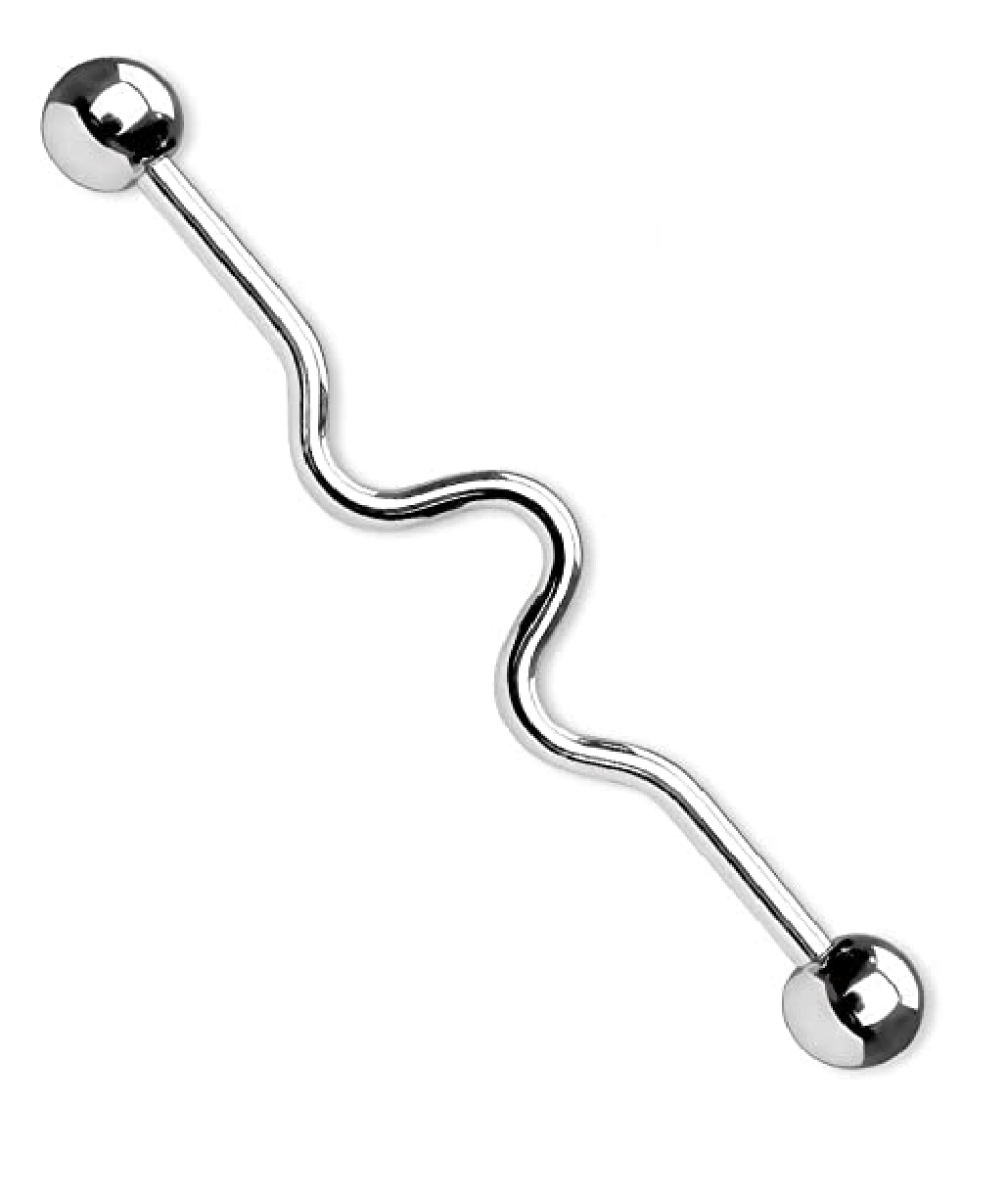 Surgical Steel Wavy Industrial Barbell Industrial Barbell Impulse Piercings Size: 14GA Length: 1&3/8" (35mm)