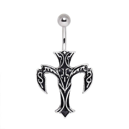 Surgical Steel Wicked Cross Navel Ring