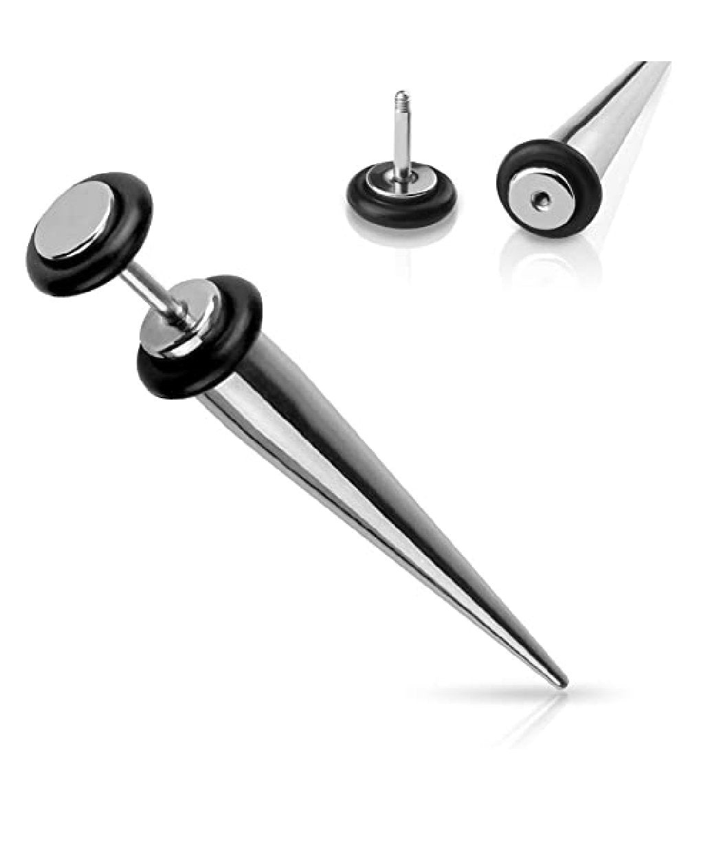 Surgical Steel with O-ring Fake Taper Fake Tapers Impulse Piercings 18GA (1mm)