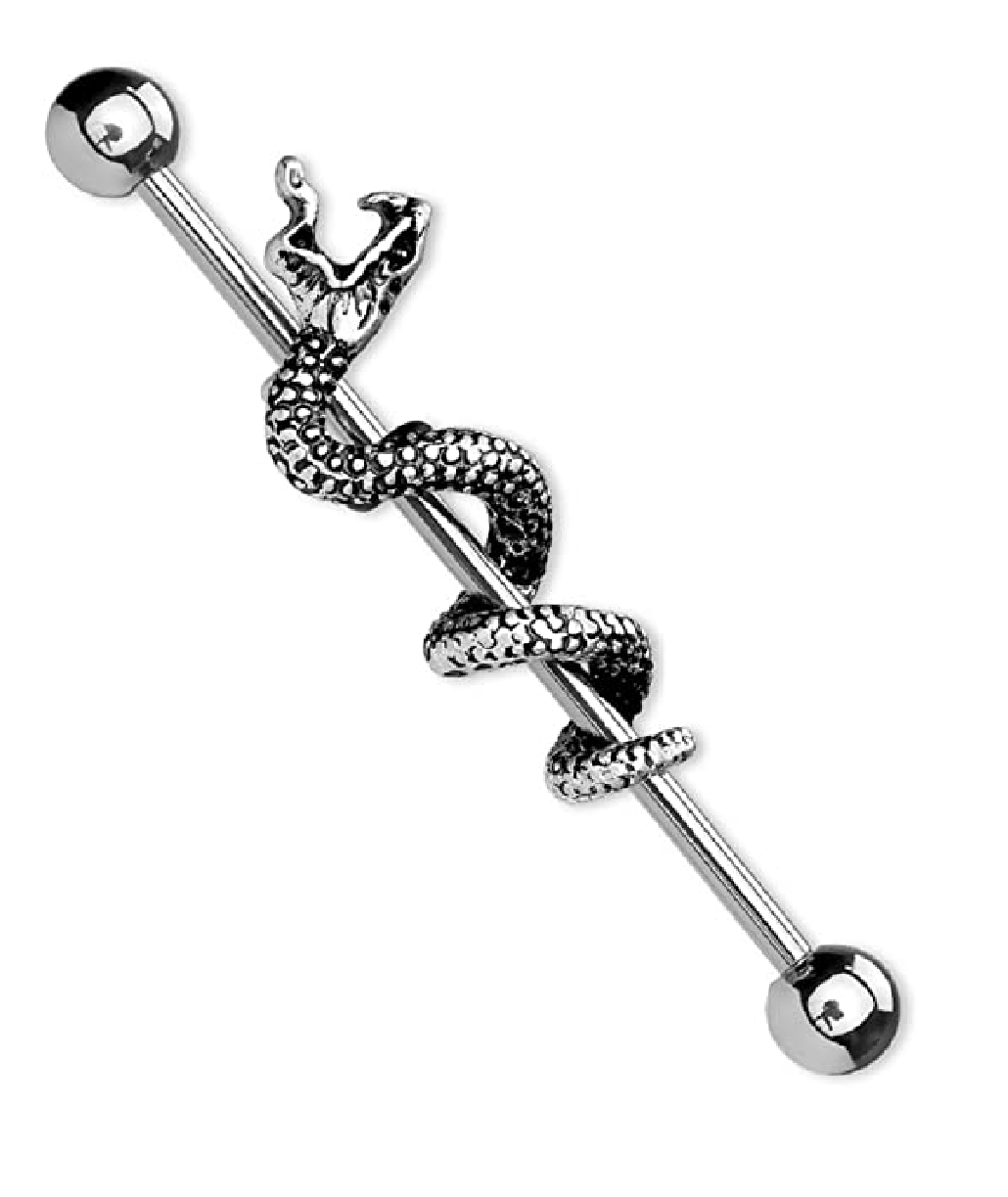 Surgical Steel with Snake Industrial Barbell Industrial Barbell Impulse Piercings