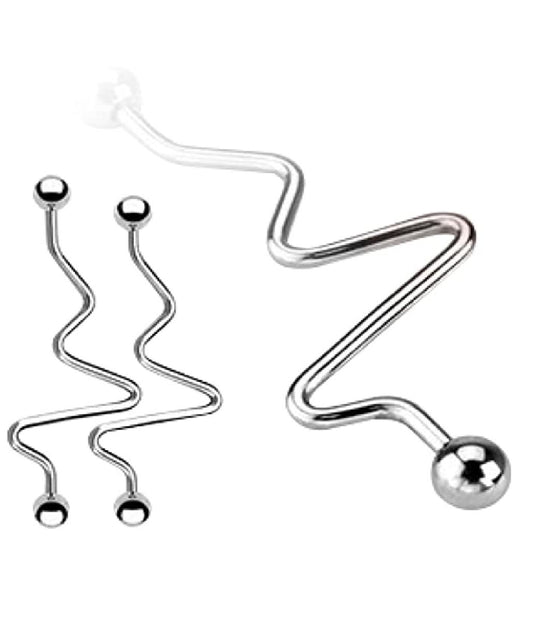 Surgical Steel Zig Zag Industrial Barbell Industrial Barbell Impulse Piercings 14GA Length: 1&1/4" (32mm)