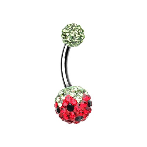 Sweet Berry Multi-Sprinkle Dot Belly Button Ring Navel Ring Impulse Piercings Green/Red