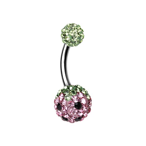 Sweet Berry Multi-Sprinkle Dot Belly Button Ring Navel Ring Impulse Piercings Green/Light Pink