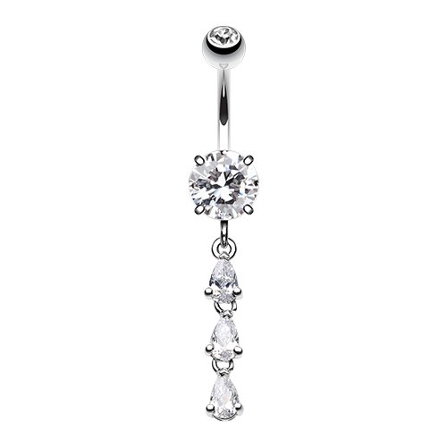 Sweet Dainty Cascading Gems Cubic Zirconia Belly Button Ring Navel Ring Impulse Piercings Clear