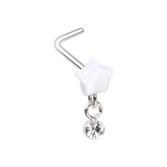 Sweet Kawaii Coquette Cloud Star Dangle L-Shape Nose Ring Nose Ring Impulse Piercings 20 GA Length (7mm)