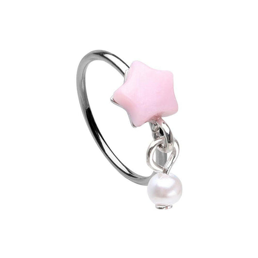 Sweet Kawaii Coquette Cloud Star Pearl Dangle Bendable Nose Hoop Nose Hoop Impulse Piercings