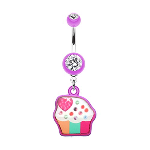 Sweet Tooth Cupcake Belly Button Ring Navel Ring Impulse Piercings Purple