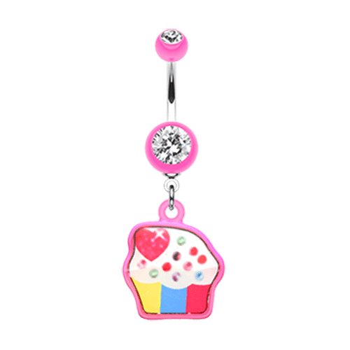 Sweet Tooth Cupcake Belly Button Ring Navel Ring Impulse Piercings Pink