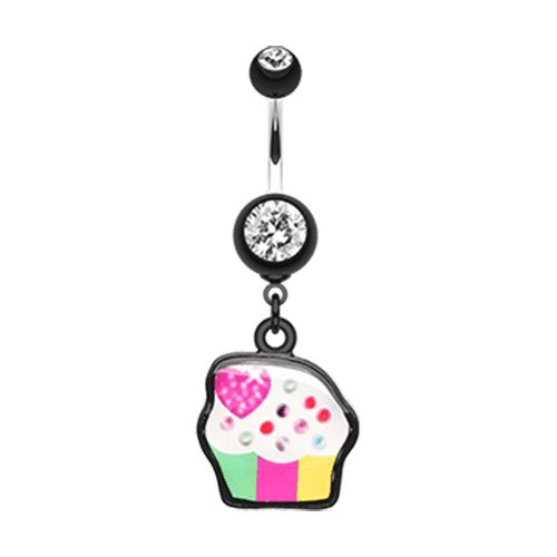 Sweet Tooth Cupcake Belly Button Ring Navel Ring Impulse Piercings Black