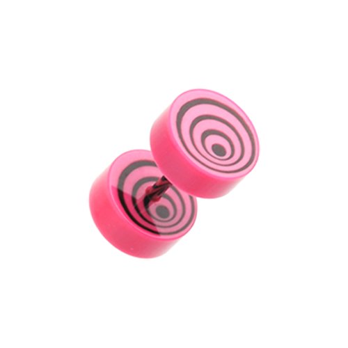 Swirl Circles Solid Acrylic Fake Plug Earrings Fake Plug Earrings Impulse Piercings 16 GA (1.2mm) Pink