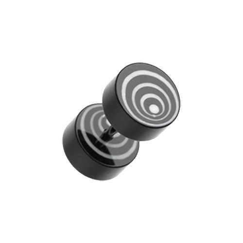 Swirl Circles Solid Acrylic Fake Plug Earrings Fake Plug Earrings Impulse Piercings 16 GA (1.2mm) Black