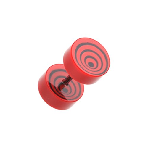 Swirl Circles Solid Acrylic Fake Plug Earrings Fake Plug Earrings Impulse Piercings 16 GA (1.2mm) Red