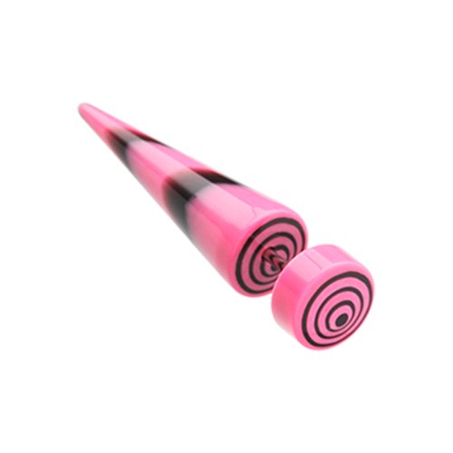 Swirl Circles Solid Acrylic Fake Taper Fake Plug Earrings Impulse Piercings 18 gauge(1mm) Pink