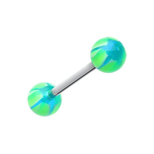 Swirl Punch Acrylic Top Barbell Tongue Ring Barbell Impulse Piercings Green/Blue