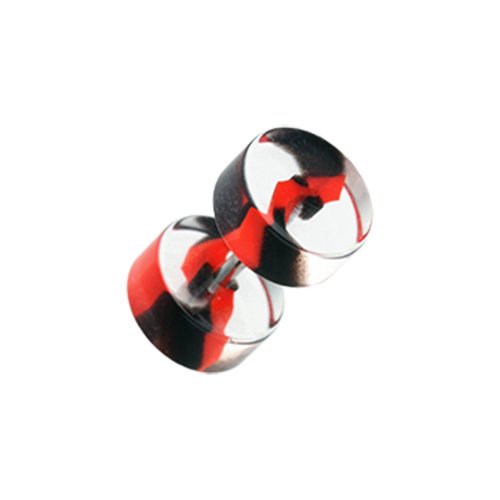 Swirl Stripe UV Acrylic Fake Plug Fake Plug Impulse Piercings 16 gauge (1.2mm) Black/Red