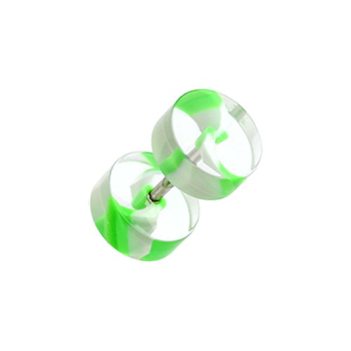 Swirl Stripe UV Acrylic Fake Plug Fake Plug Impulse Piercings 16 gauge (1.2mm) Green/White