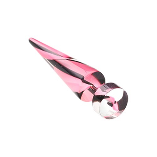 Swirl Stripe UV Acrylic Fake Taper Fake Plug Earrings Impulse Piercings 18 gauge(1mm) Pink/Black