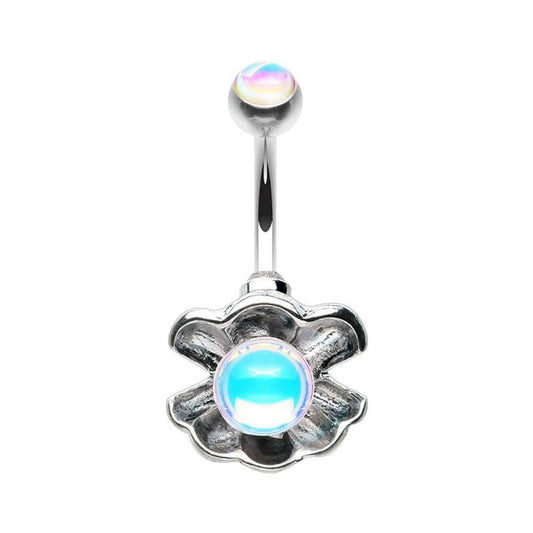 Synthetic Moonstone Clamshell Belly Button Ring Navel Ring Impulse Piercings