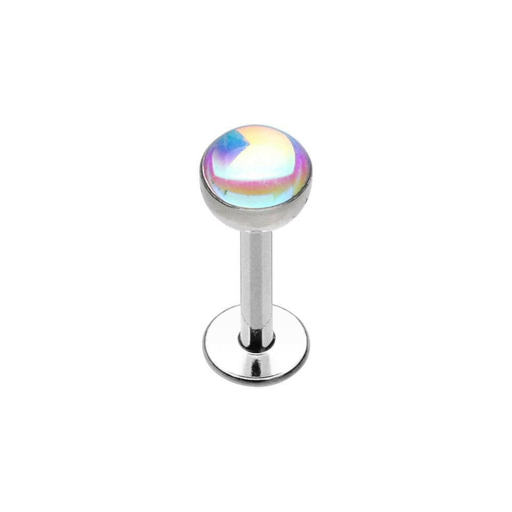 Synthetic Moonstone Dome Steel Labret Labret Impulse Piercings 16 GA (1.2mm) 5/16" (8mm)