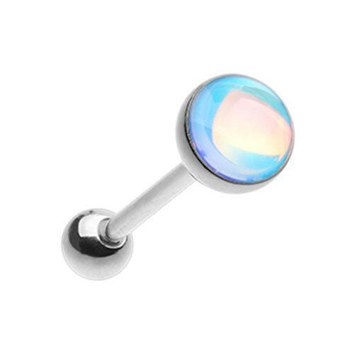 Synthetic Moonstone Illumilating Barbell Tongue Ring Barbell Impulse Piercings