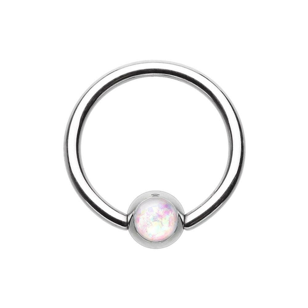 Synthetic Opal Ball Steel Captive Bead Ring Captive Bead Impulse Piercings 5/16" (8mm) White