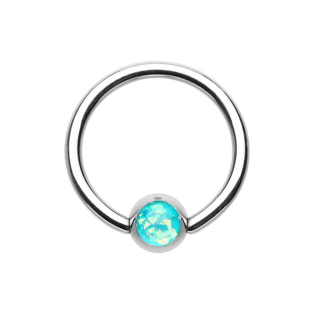 Synthetic Opal Ball Steel Captive Bead Ring Captive Bead Impulse Piercings 5/16" (8mm) Teal