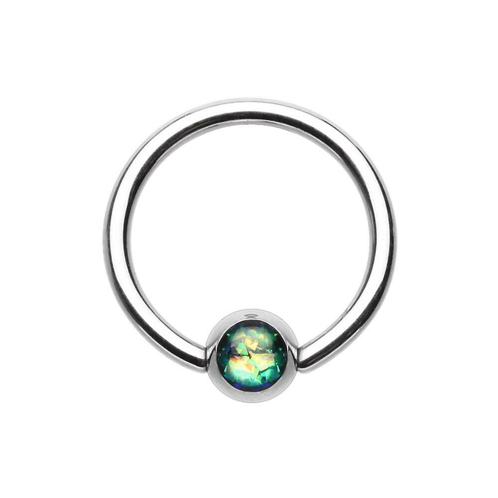 Synthetic Opal Ball Steel Captive Bead Ring Captive Bead Impulse Piercings 5/16" (8mm) Black