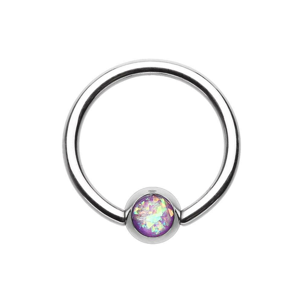 Synthetic Opal Ball Steel Captive Bead Ring Captive Bead Impulse Piercings 5/16" (8mm) Purple