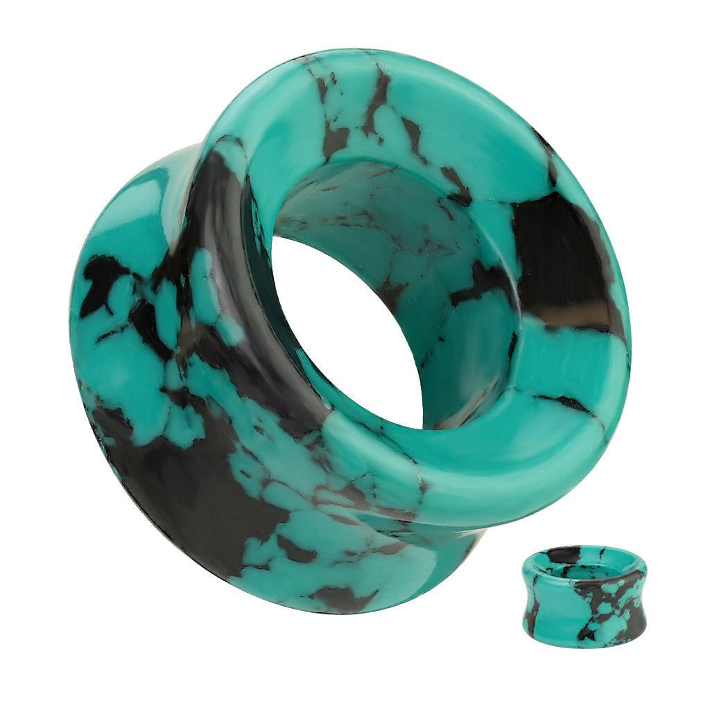 Teal Black Turquoise Double Flare Stone Tunnel Plugs Impulse Piercings