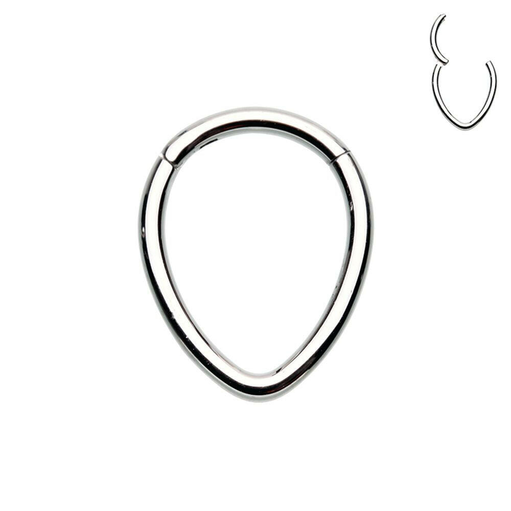 Teardrop Steel Seamless Hinged Clicker Ring Septum Ring Impulse Piercings