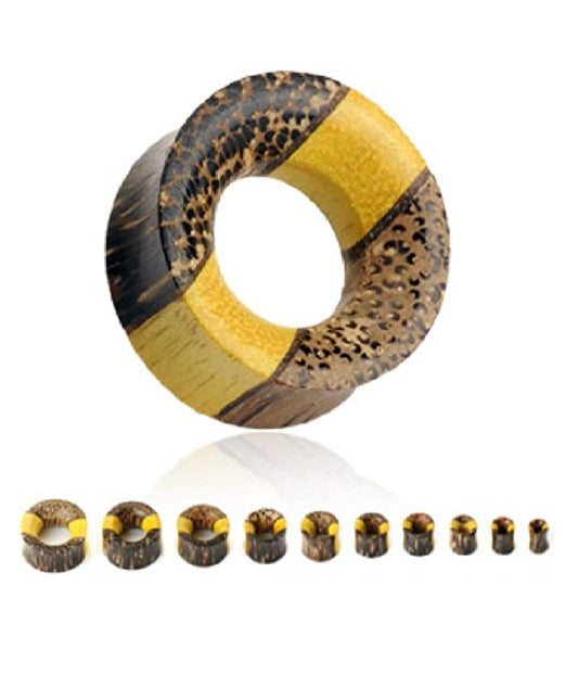 Tewel Wood Fruit Wood Coconut Wood Triple Layered Wooden Tunnel Saddle Fit Organic Plugs Plugs Impulse Piercings 2GA (6mm)