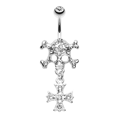 The Death Wish Skull Belly Button Ring Navel Ring Impulse Piercings Clear