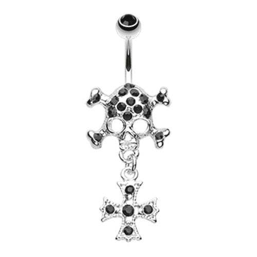 The Death Wish Skull Belly Button Ring Navel Ring Impulse Piercings Black