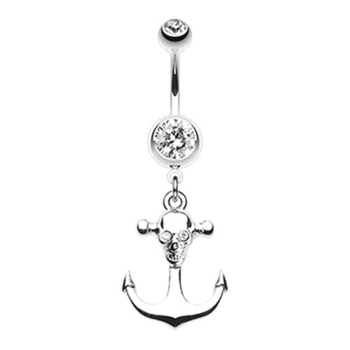 The Pirate's Anchor Belly Button Ring Navel Ring Impulse Piercings 14 gauge (1.6mm) Clear