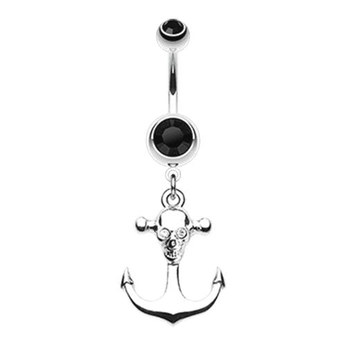 The Pirate's Anchor Belly Button Ring Navel Ring Impulse Piercings 14 gauge (1.6mm) Black