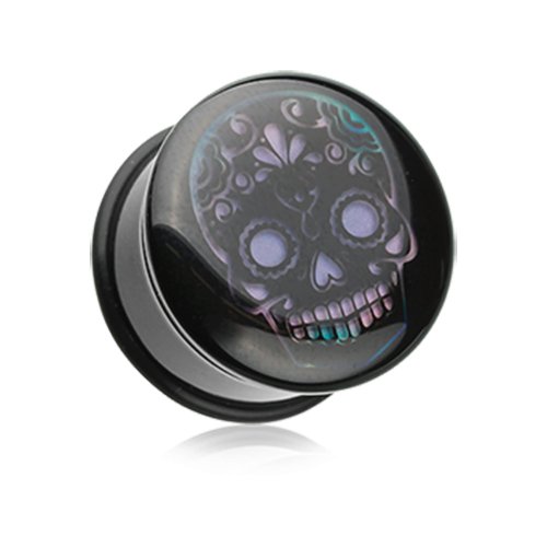 Thermotropic Sugar Skull Single Flared Mood Plug Plugs Impulse Piercings 7/16" (11mm)