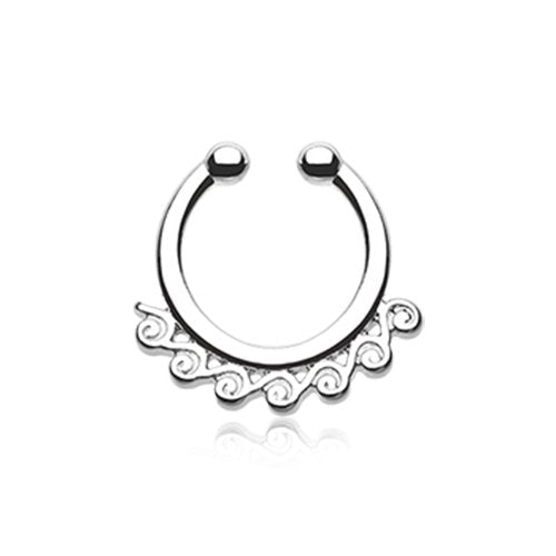 Tidal Wave Filigree Fake Septum Clip-On Ring Fake Septum Ring Impulse Piercings