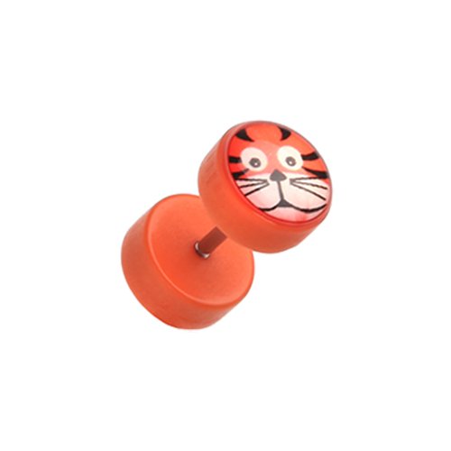 Tiger Acrylic Fake Plug Fake Plug Impulse Piercings 16 gauge (1.2mm)