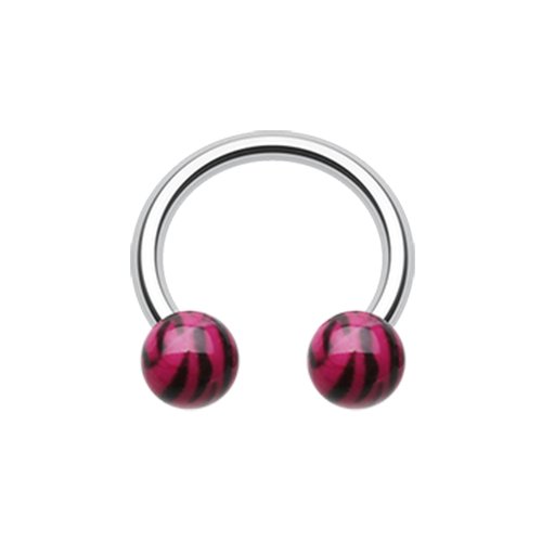 Tiger Stripe Print Acrylic Horseshoe Circular Barbell Circular Barbell Impulse Piercings Pink