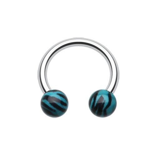 Tiger Stripe Print Acrylic Horseshoe Circular Barbell Circular Barbell Impulse Piercings Teal