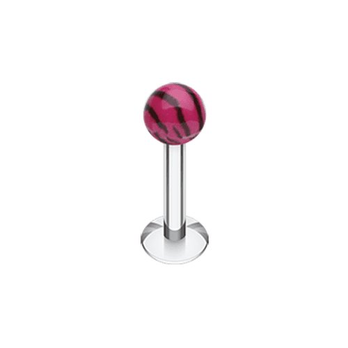 Tiger Stripe UV Acrylic Ball Top Labret Labret Impulse Piercings 16 GA (1.2mm) 1/8" (3mm) Purple/Black